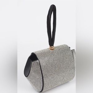 Women's Rhinestone Black Magnet Closure Wrist Clutch